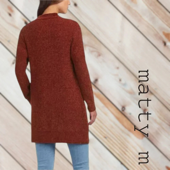 Matty M | Womens' Rib Stitch Chenille Cardigan with Front Pockets | Rust | NWT - Picture 2 of 4